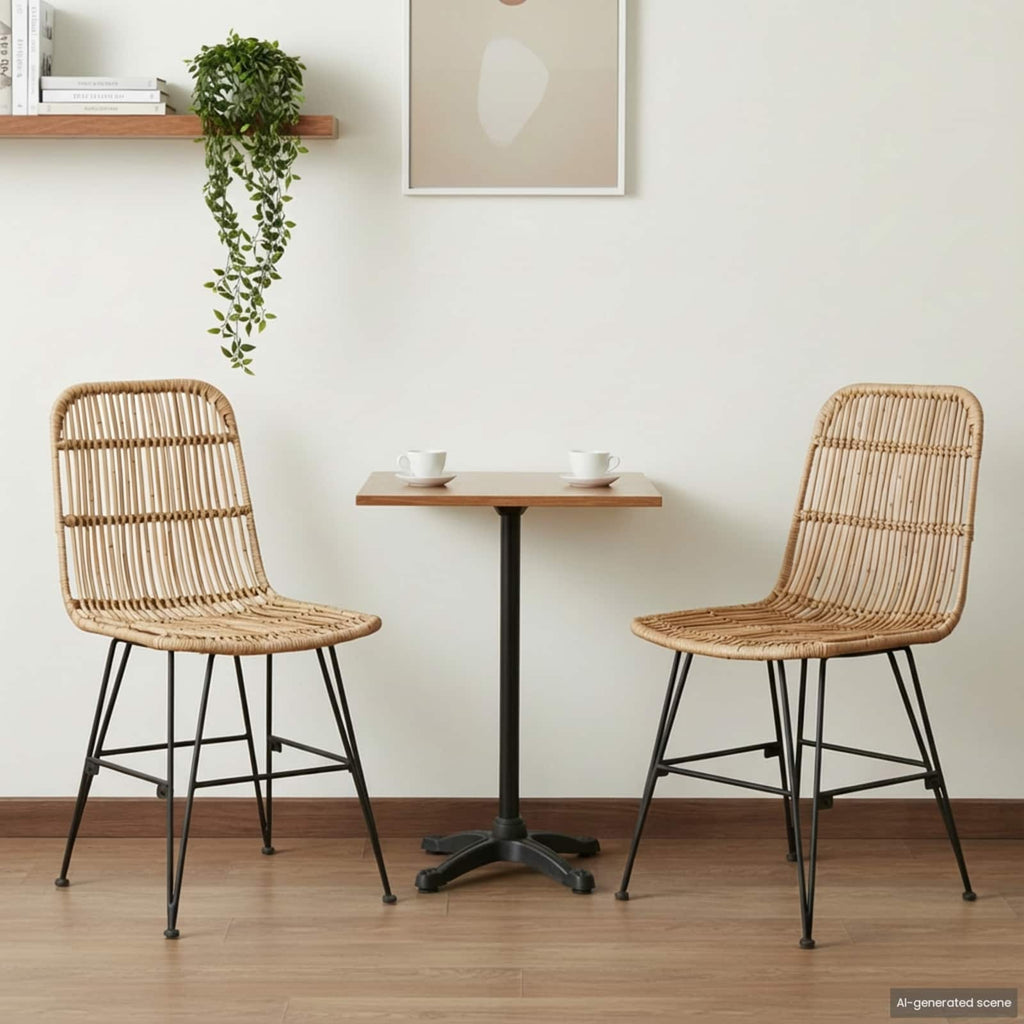 vidaXL Krzesło jadalniane 2 pcs naturalny 41 x 55 x 85 cm