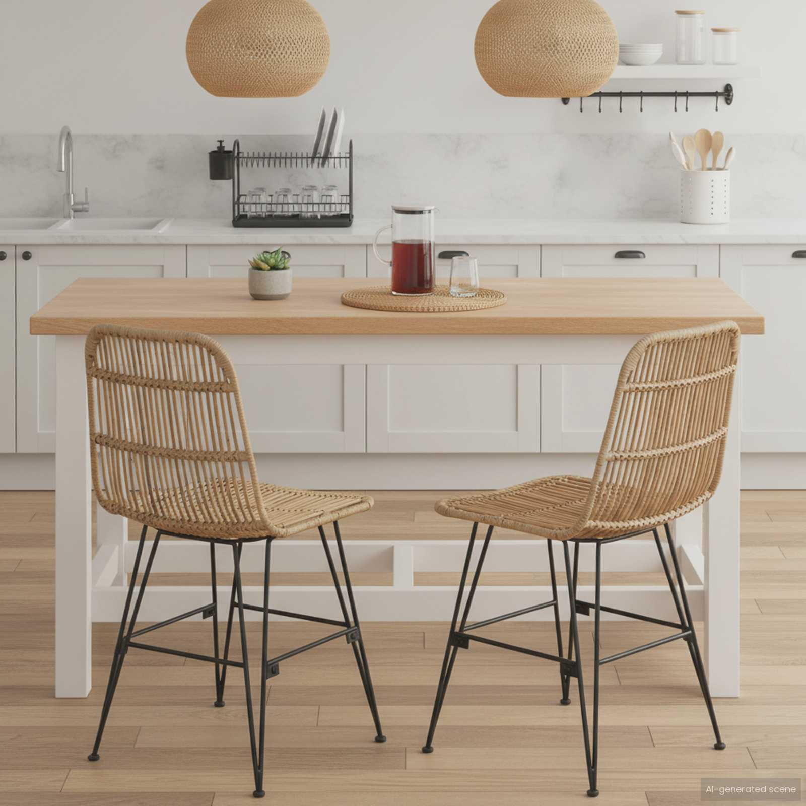 vidaXL Krzesło jadalniane 2 pcs naturalny 41 x 55 x 85 cm