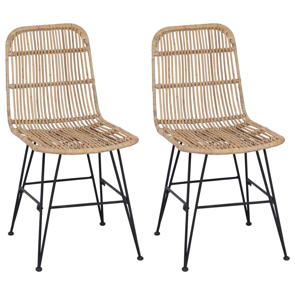 vidaXL Krzesło jadalniane 2 pcs naturalny 41 x 55 x 85 cm