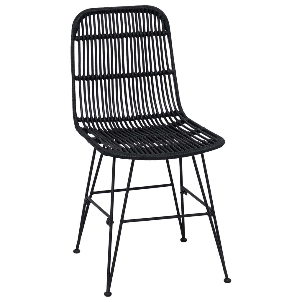 vidaXL Krzesło jadalniane 2 pcs Czarny 41 x 55 x 85 cm Rattan i Stal