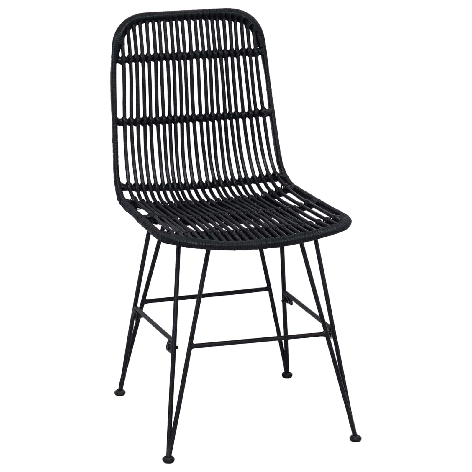 vidaXL Krzesło jadalniane 2 pcs Czarny 41 x 55 x 85 cm Rattan i Stal
