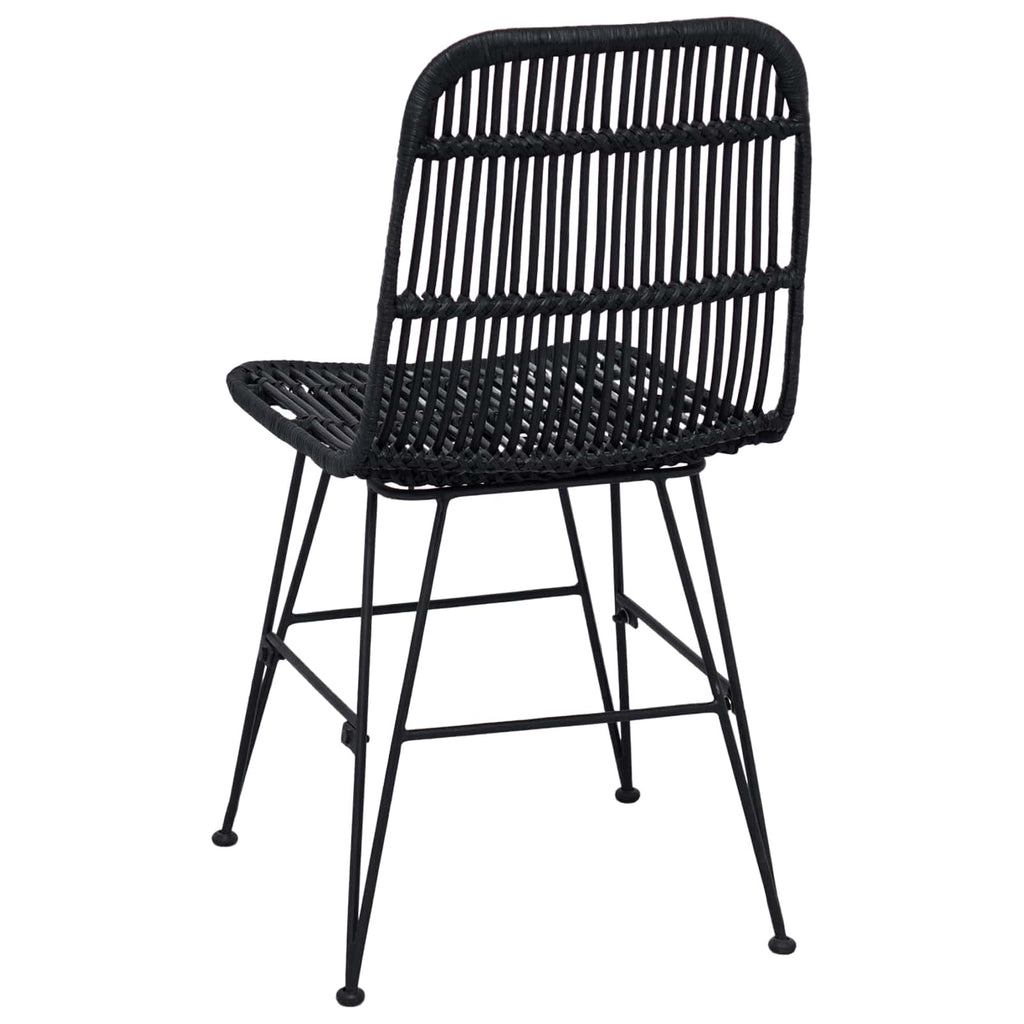 vidaXL Krzesło jadalniane 2 pcs Czarny 41 x 55 x 85 cm Rattan i Stal