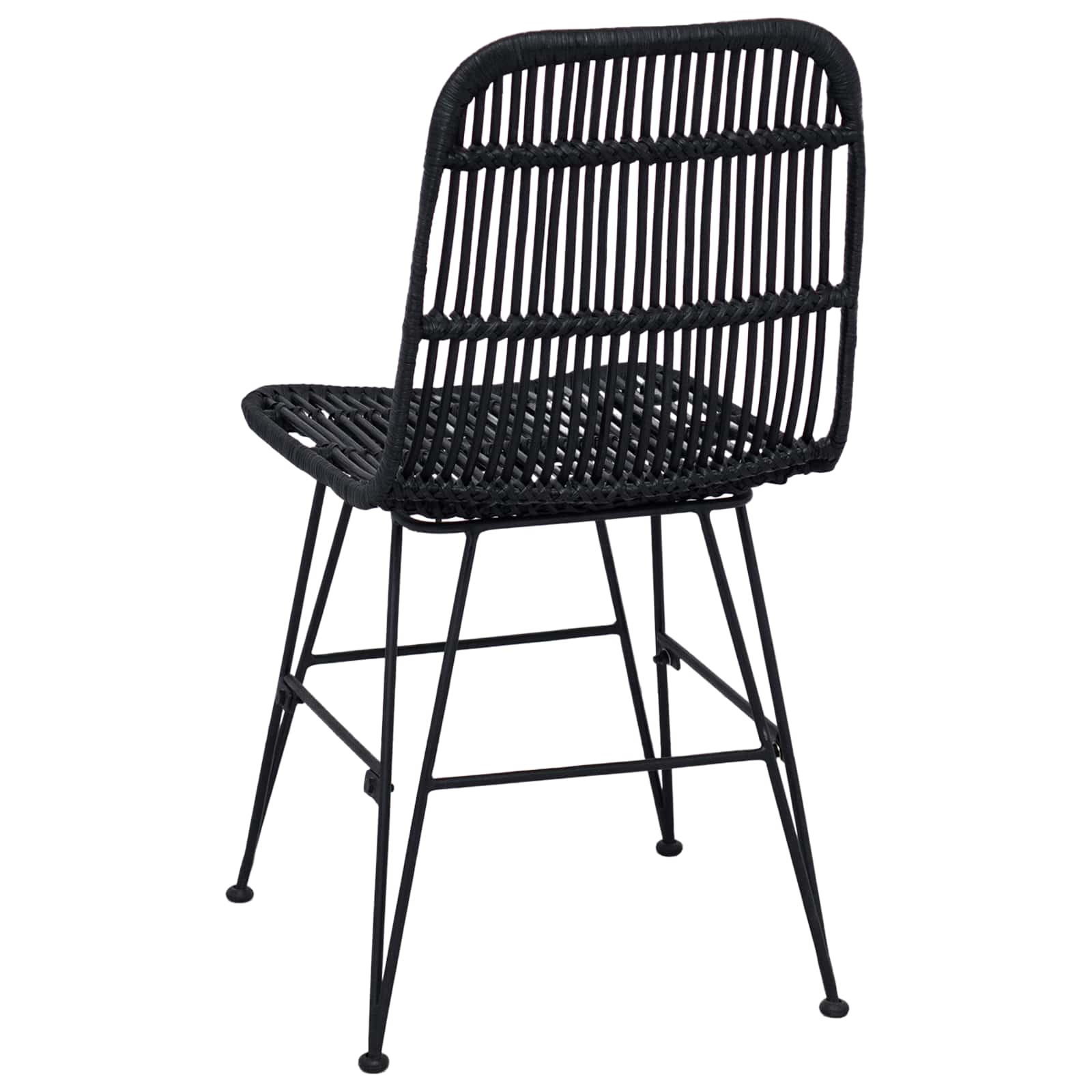 vidaXL Krzesło jadalniane 2 pcs Czarny 41 x 55 x 85 cm Rattan i Stal