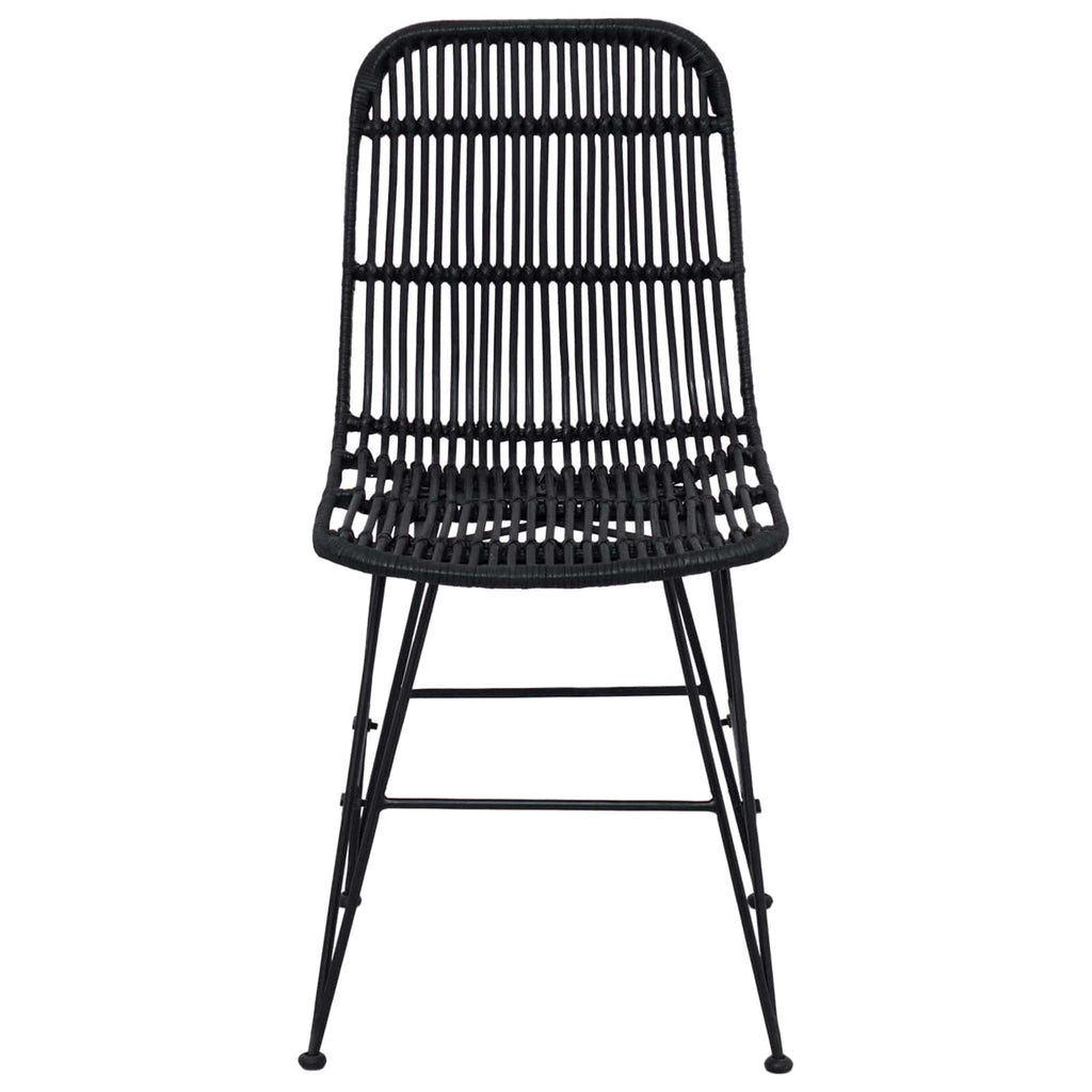 vidaXL Krzesło jadalniane 2 pcs Czarny 41 x 55 x 85 cm Rattan i Stal