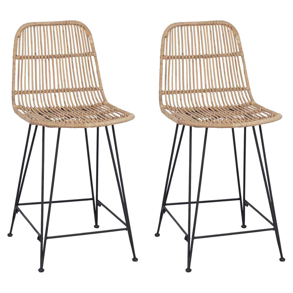 vidaXL Stołek barowy 2 pcs naturalny 44 x 54 x 96 cm Rattan i Stal
