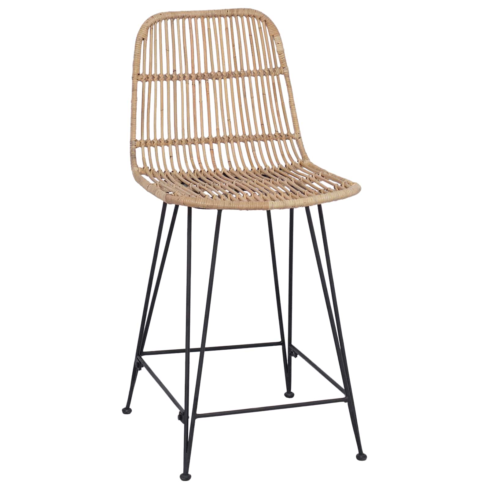 vidaXL Stołek barowy 2 pcs naturalny 44 x 54 x 96 cm Rattan i Stal