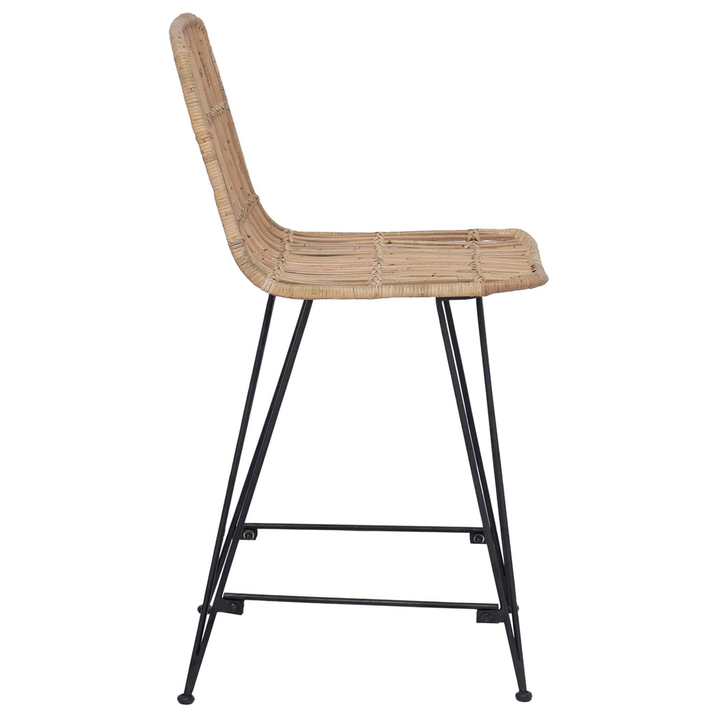 vidaXL Stołek barowy 2 pcs naturalny 44 x 54 x 96 cm Rattan i Stal