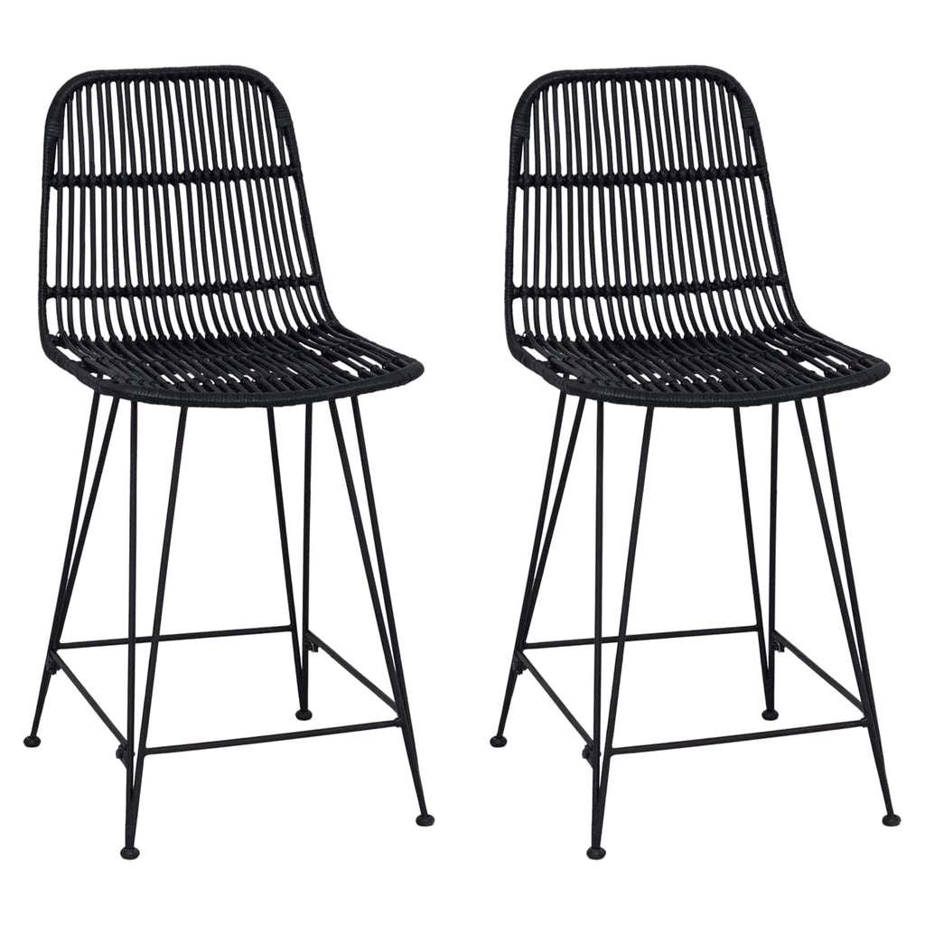 vidaXL Stołek barowy 2 pcs Czarny 44 x 54 x 96 cm Rattan i Stal