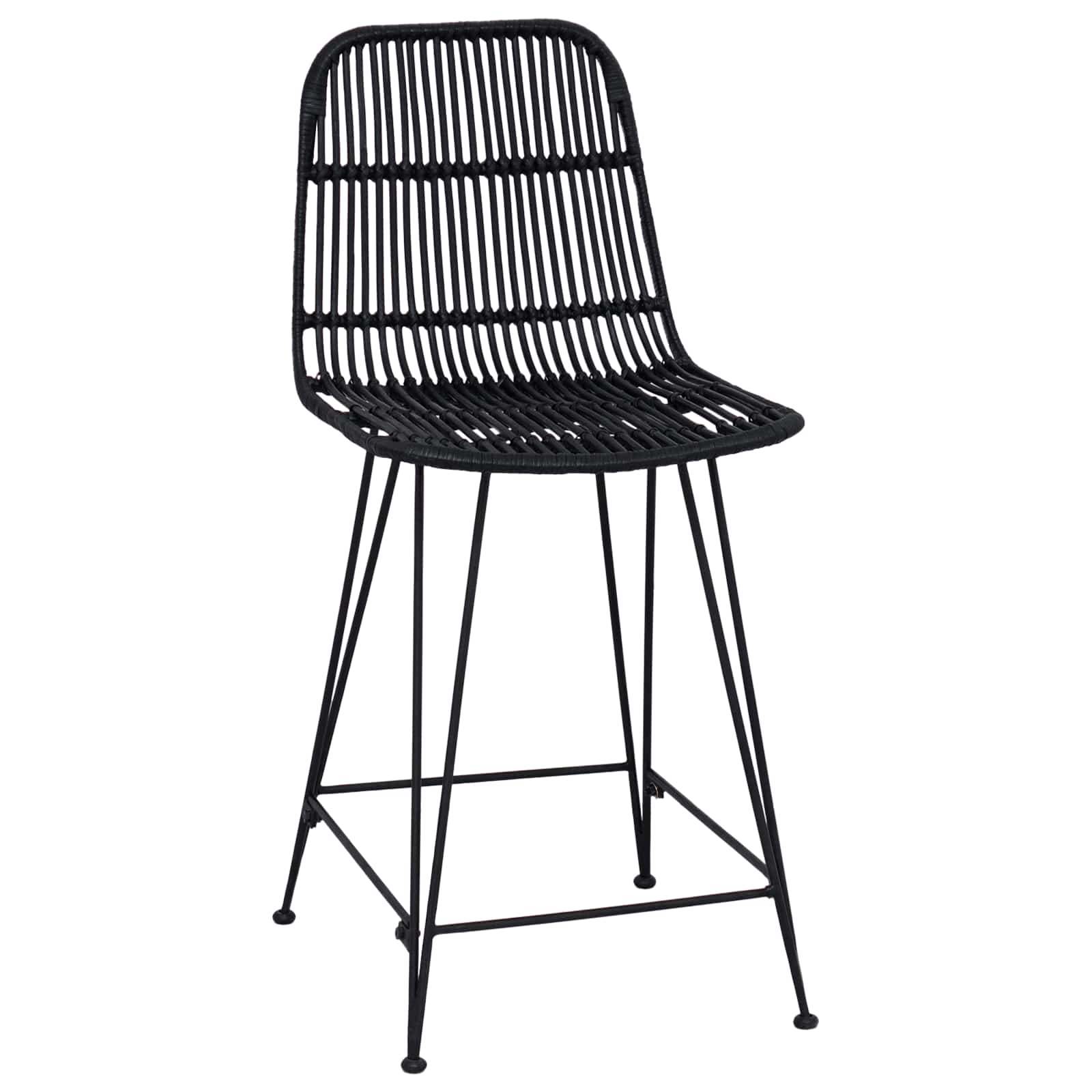 vidaXL Stołek barowy 2 pcs Czarny 44 x 54 x 96 cm Rattan i Stal