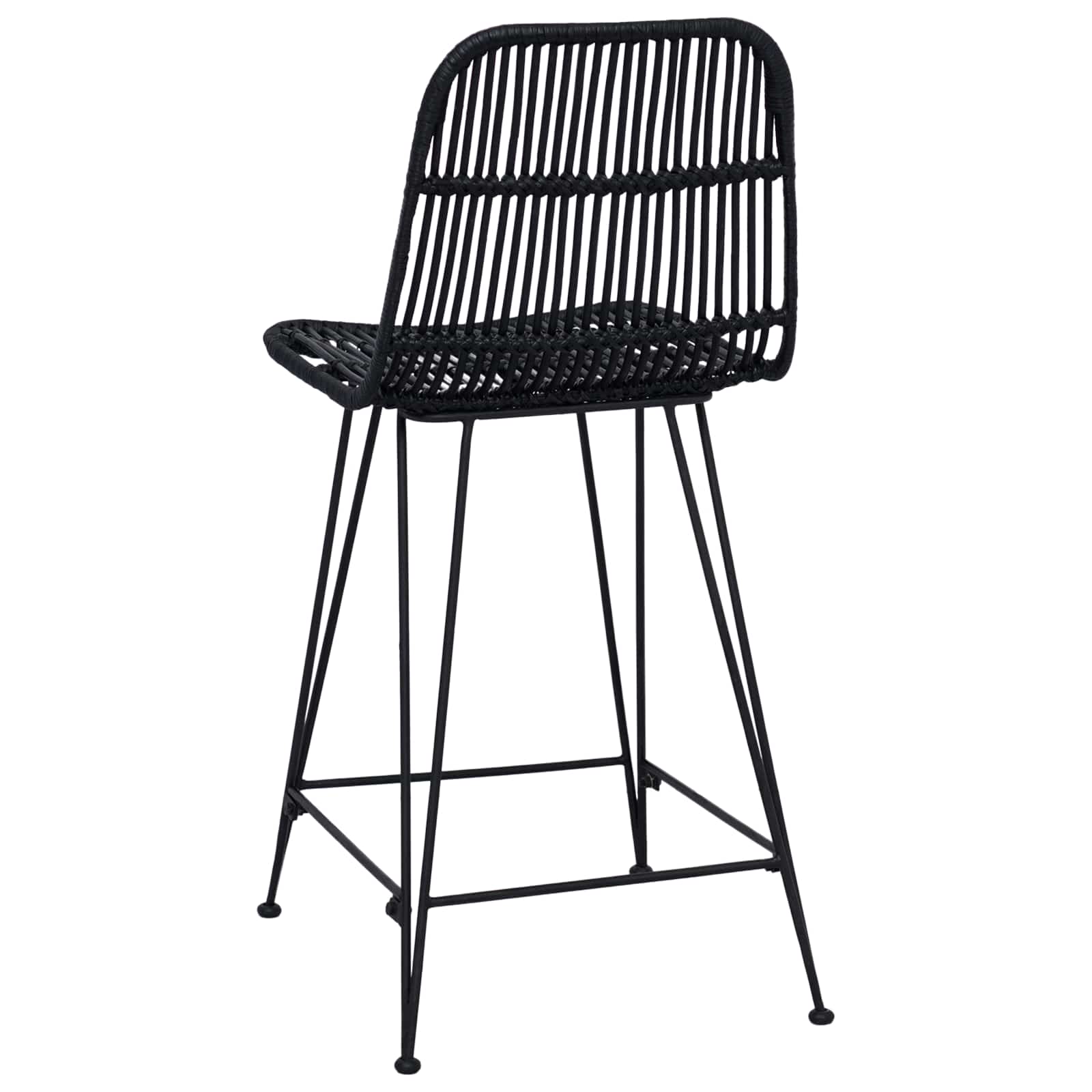vidaXL Stołek barowy 2 pcs Czarny 44 x 54 x 96 cm Rattan i Stal