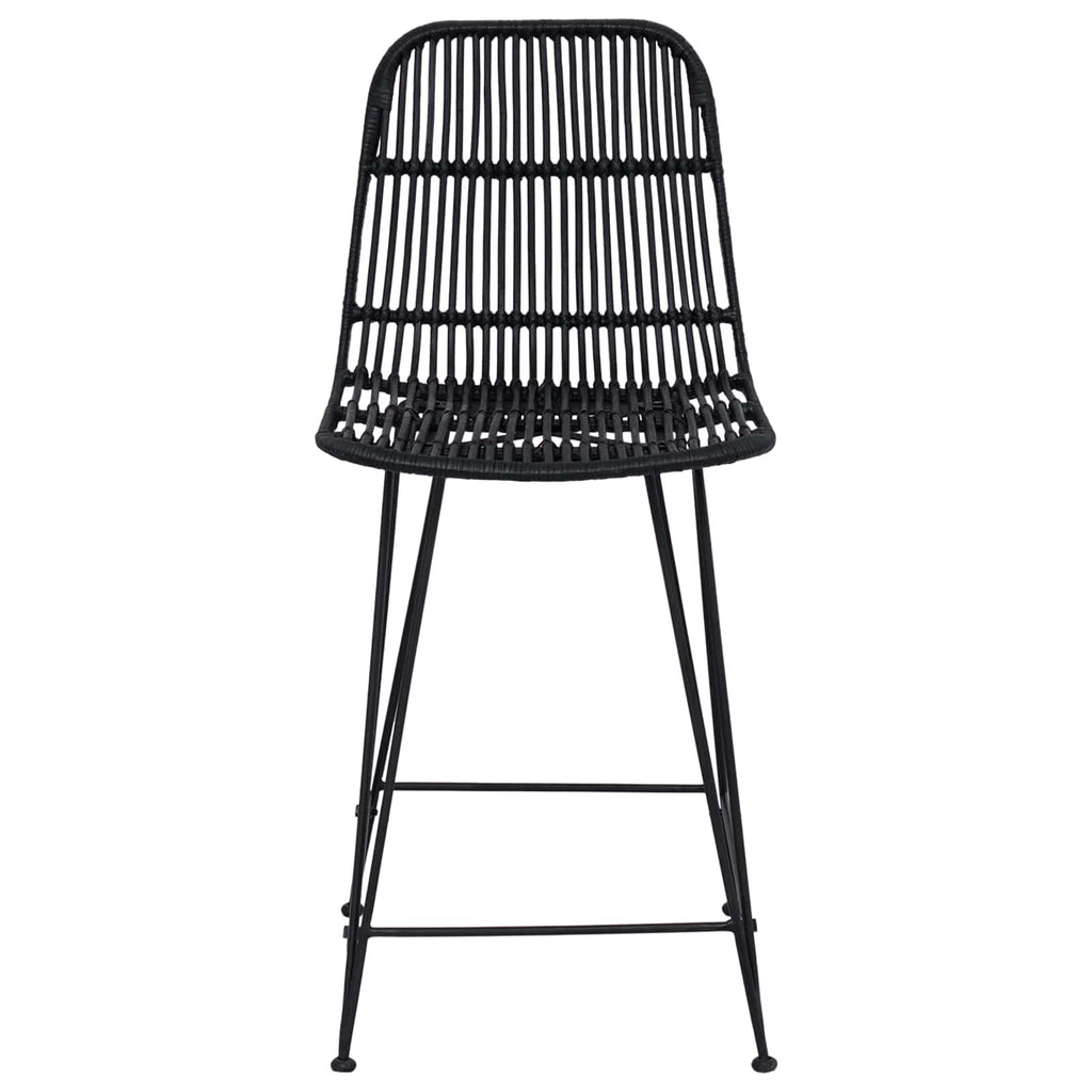 vidaXL Stołek barowy 2 pcs Czarny 44 x 54 x 96 cm Rattan i Stal