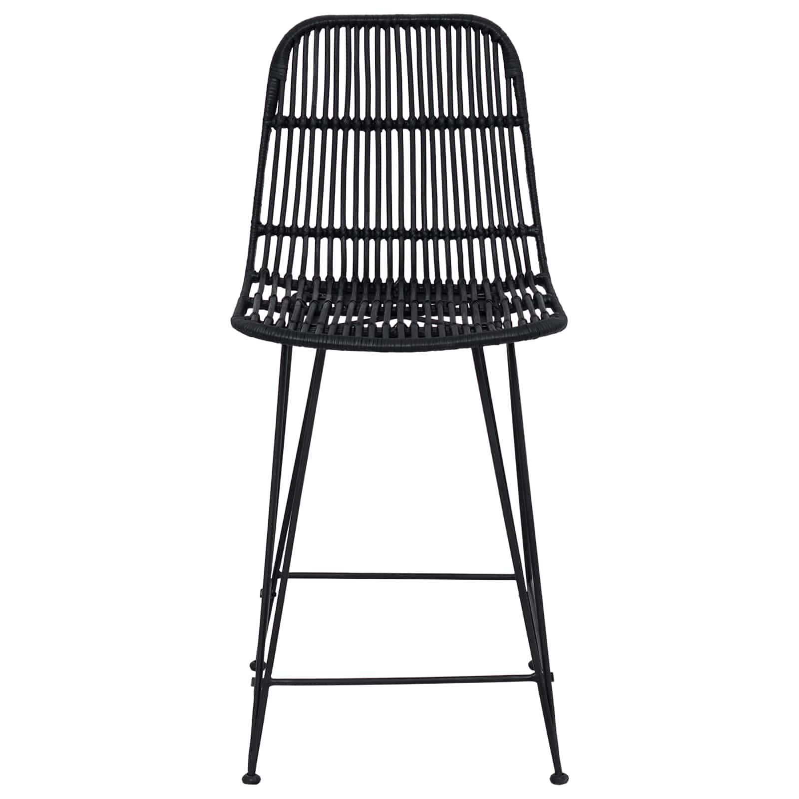 vidaXL Stołek barowy 2 pcs Czarny 44 x 54 x 96 cm Rattan i Stal