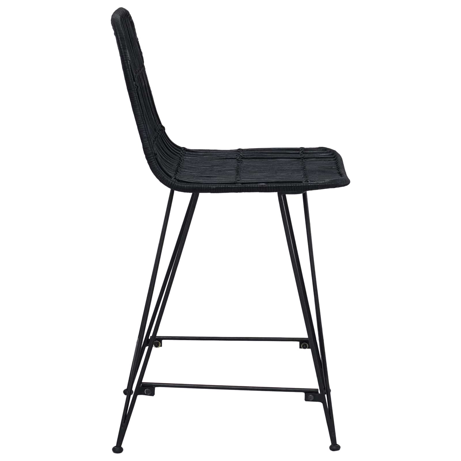 vidaXL Stołek barowy 2 pcs Czarny 44 x 54 x 96 cm Rattan i Stal
