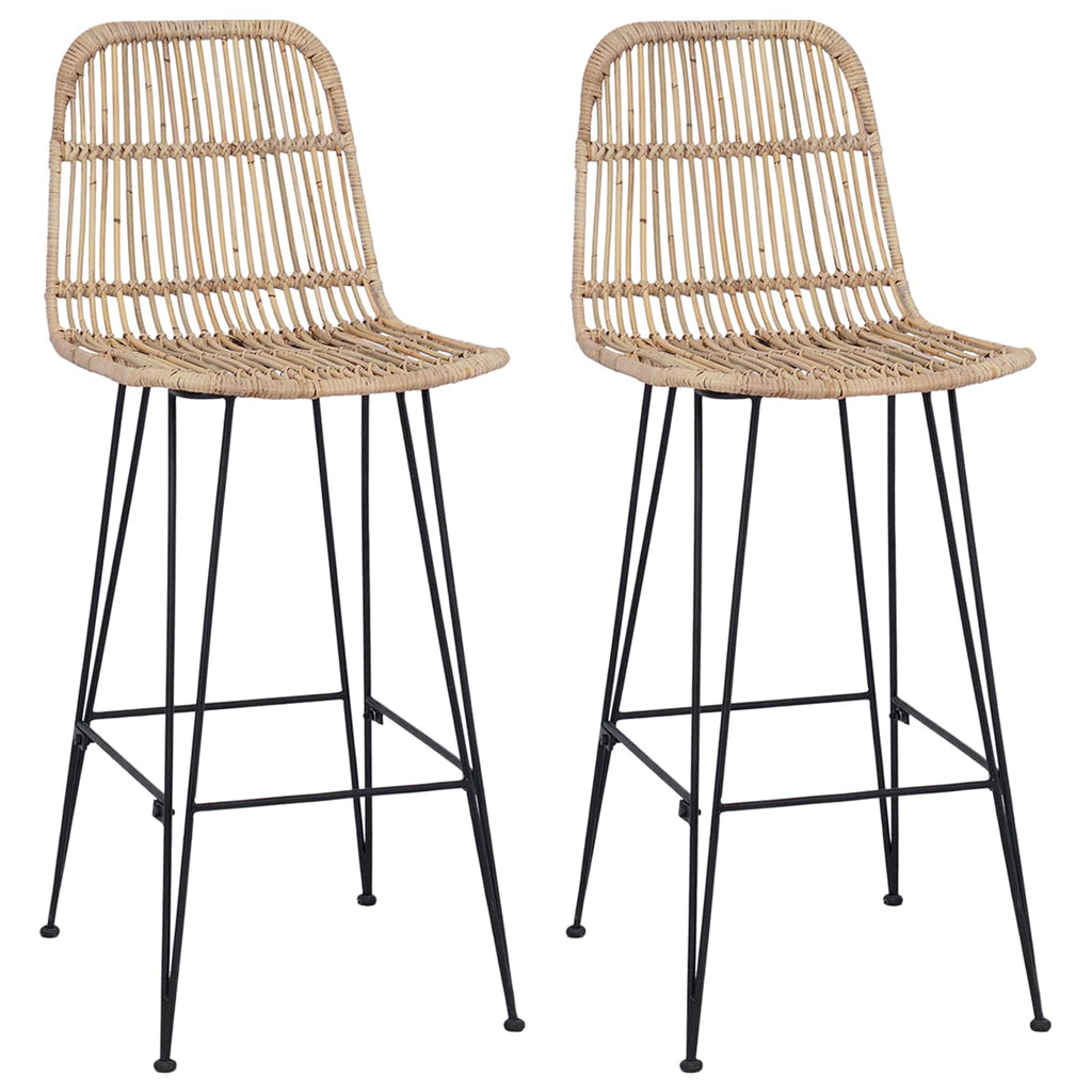 vidaXL Stołek barowy 2 pcs naturalny 44 x 55 x 109 cm Rattan i Stal