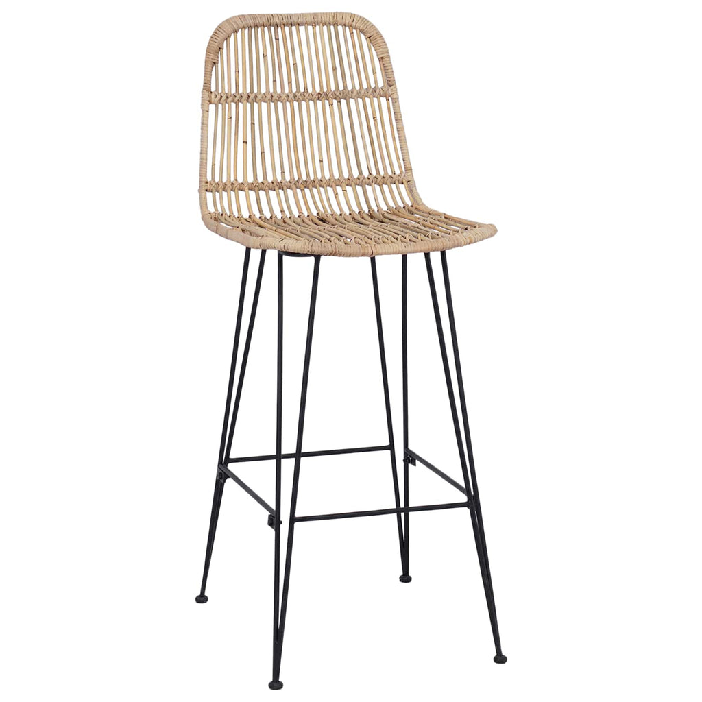vidaXL Stołek barowy 2 pcs naturalny 44 x 55 x 109 cm Rattan i Stal