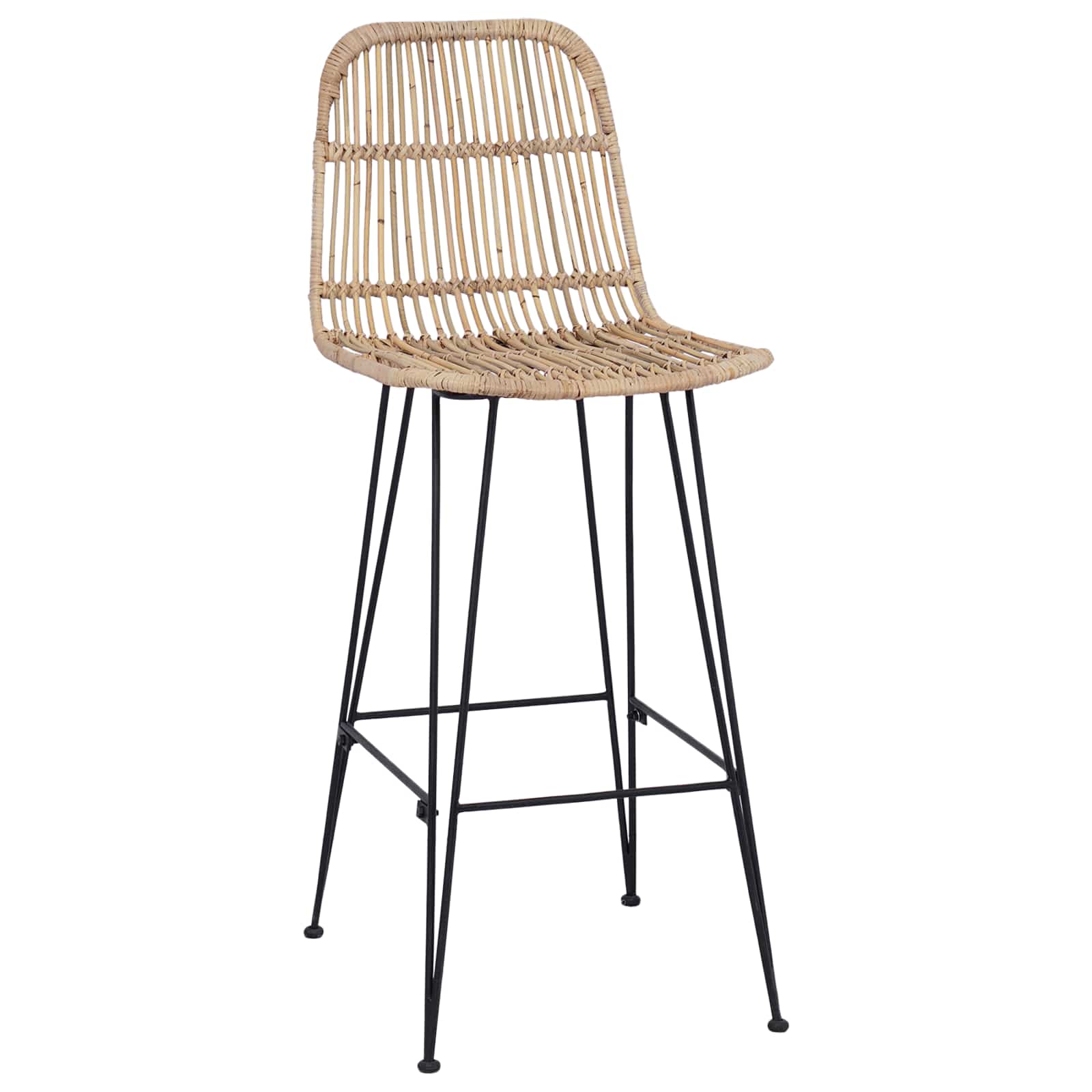 vidaXL Stołek barowy 2 pcs naturalny 44 x 55 x 109 cm Rattan i Stal
