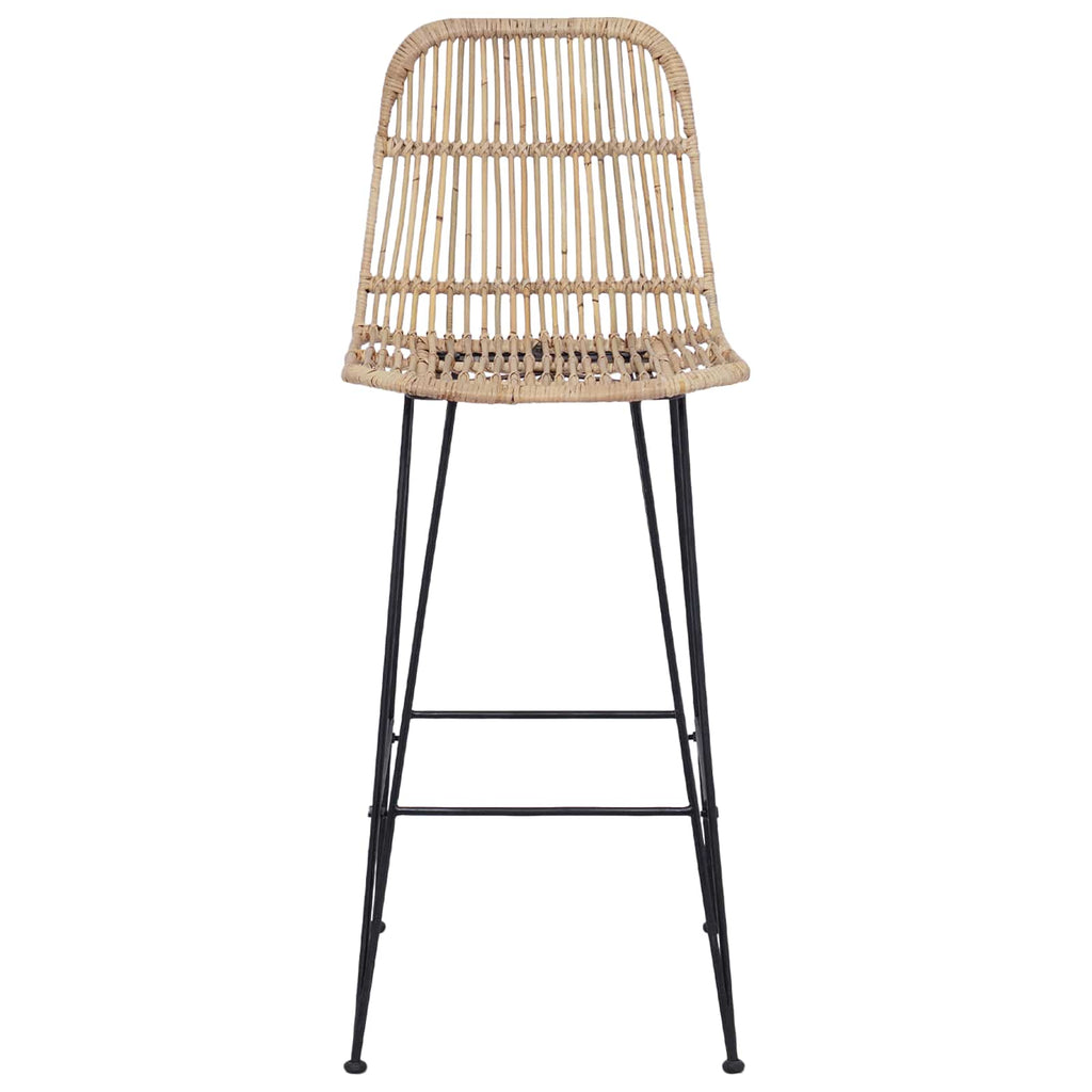 vidaXL Stołek barowy 2 pcs naturalny 44 x 55 x 109 cm Rattan i Stal