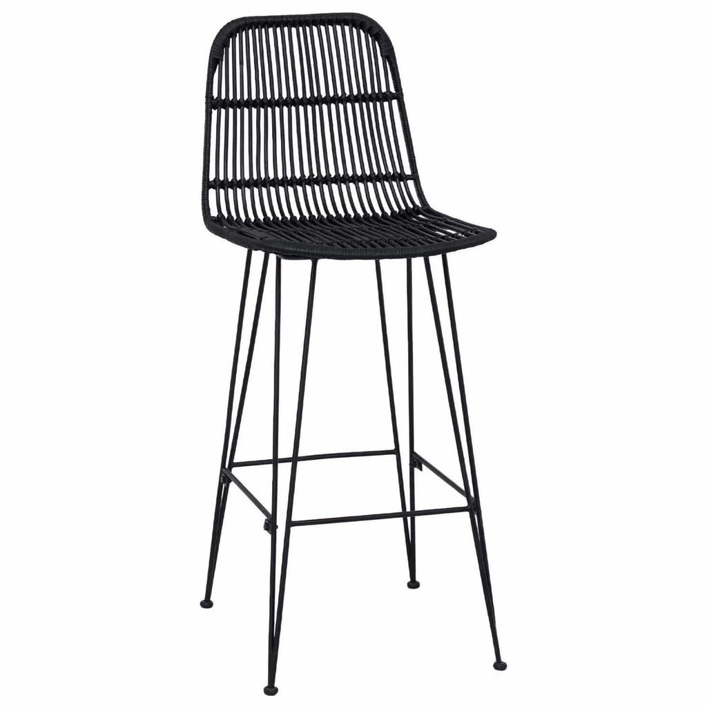 vidaXL Stołek barowy 2 pcs Czarny 44 x 55 x 109 cm Rattan i Stal