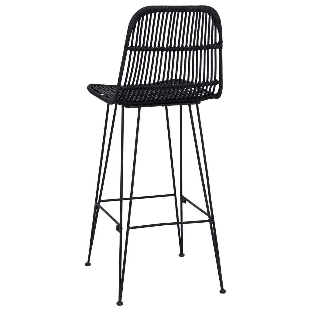 vidaXL Stołek barowy 2 pcs Czarny 44 x 55 x 109 cm Rattan i Stal
