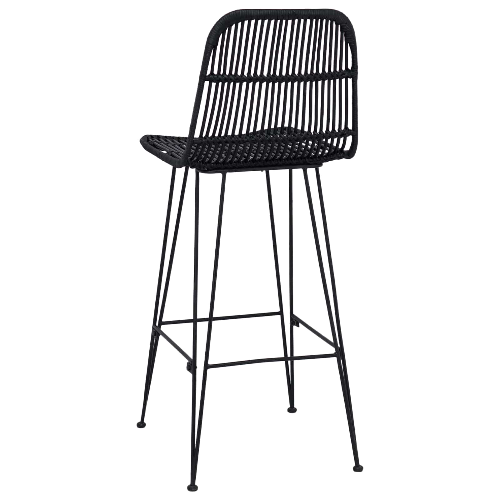 vidaXL Stołek barowy 2 pcs Czarny 44 x 55 x 109 cm Rattan i Stal