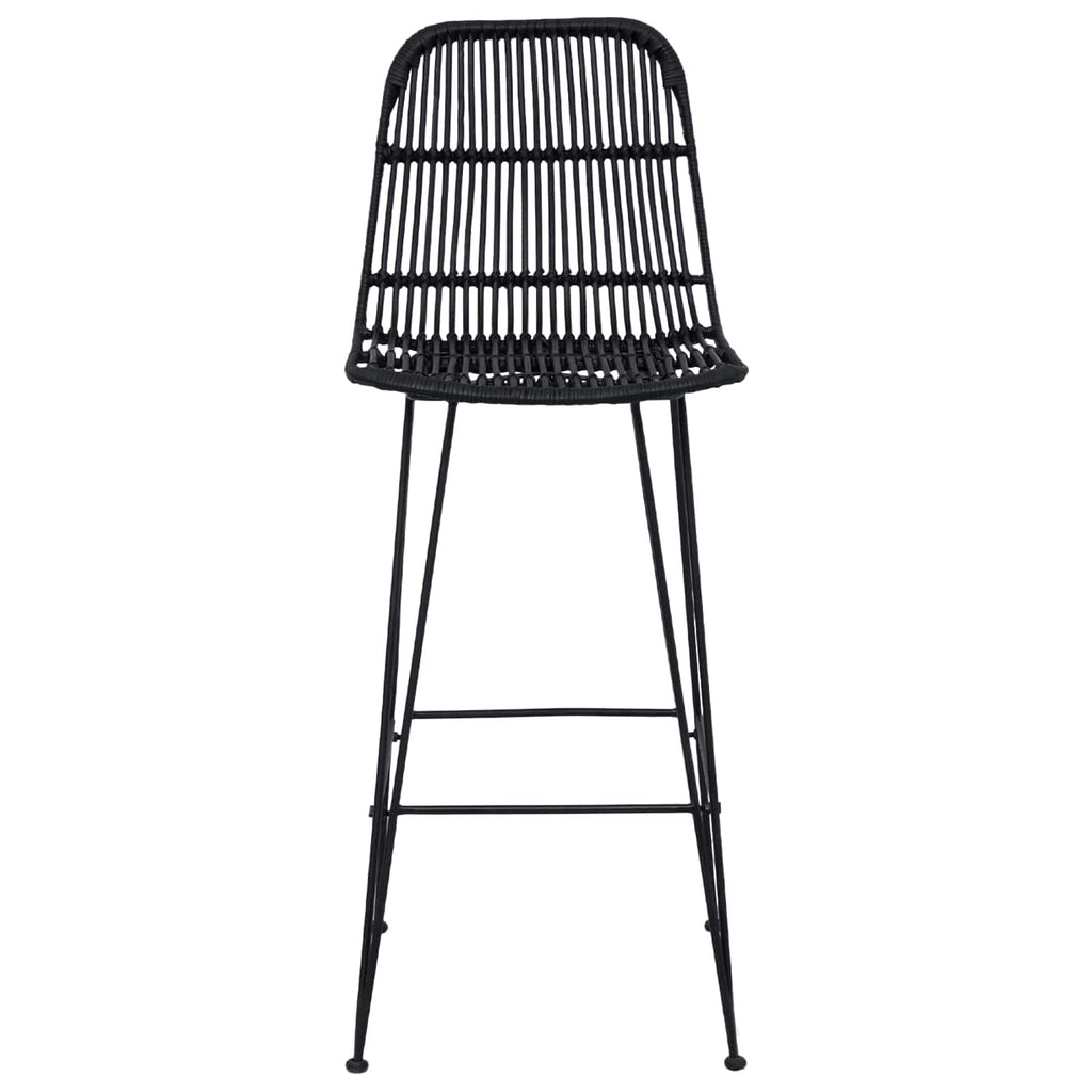 vidaXL Stołek barowy 2 pcs Czarny 44 x 55 x 109 cm Rattan i Stal