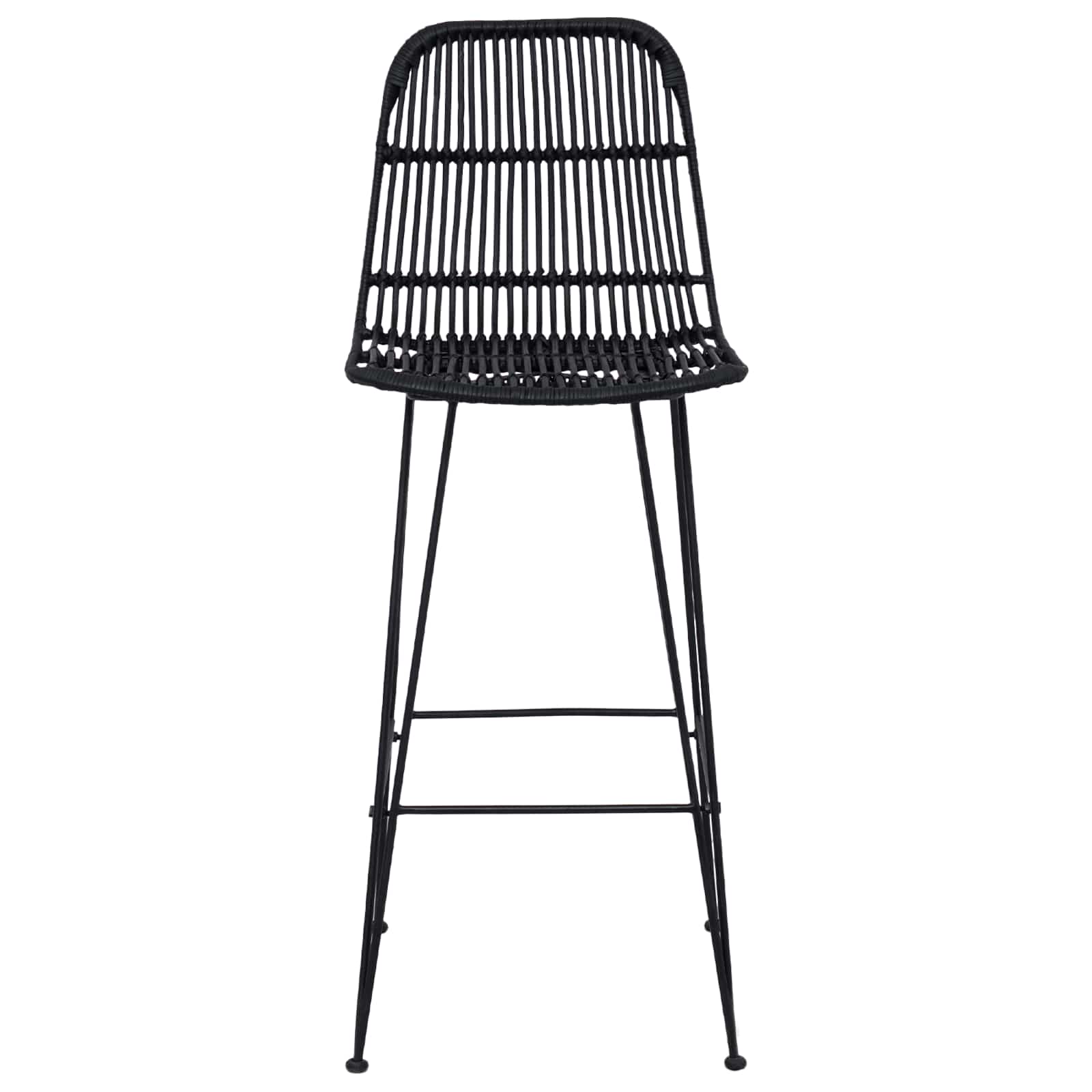 vidaXL Stołek barowy 2 pcs Czarny 44 x 55 x 109 cm Rattan i Stal