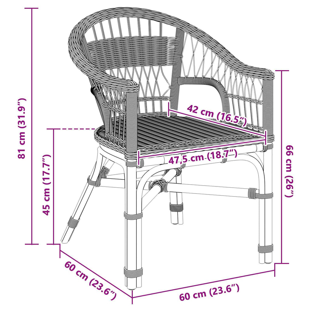 vidaXL Krzesło składane naturalny 60 x 60 x 81 cm rattan