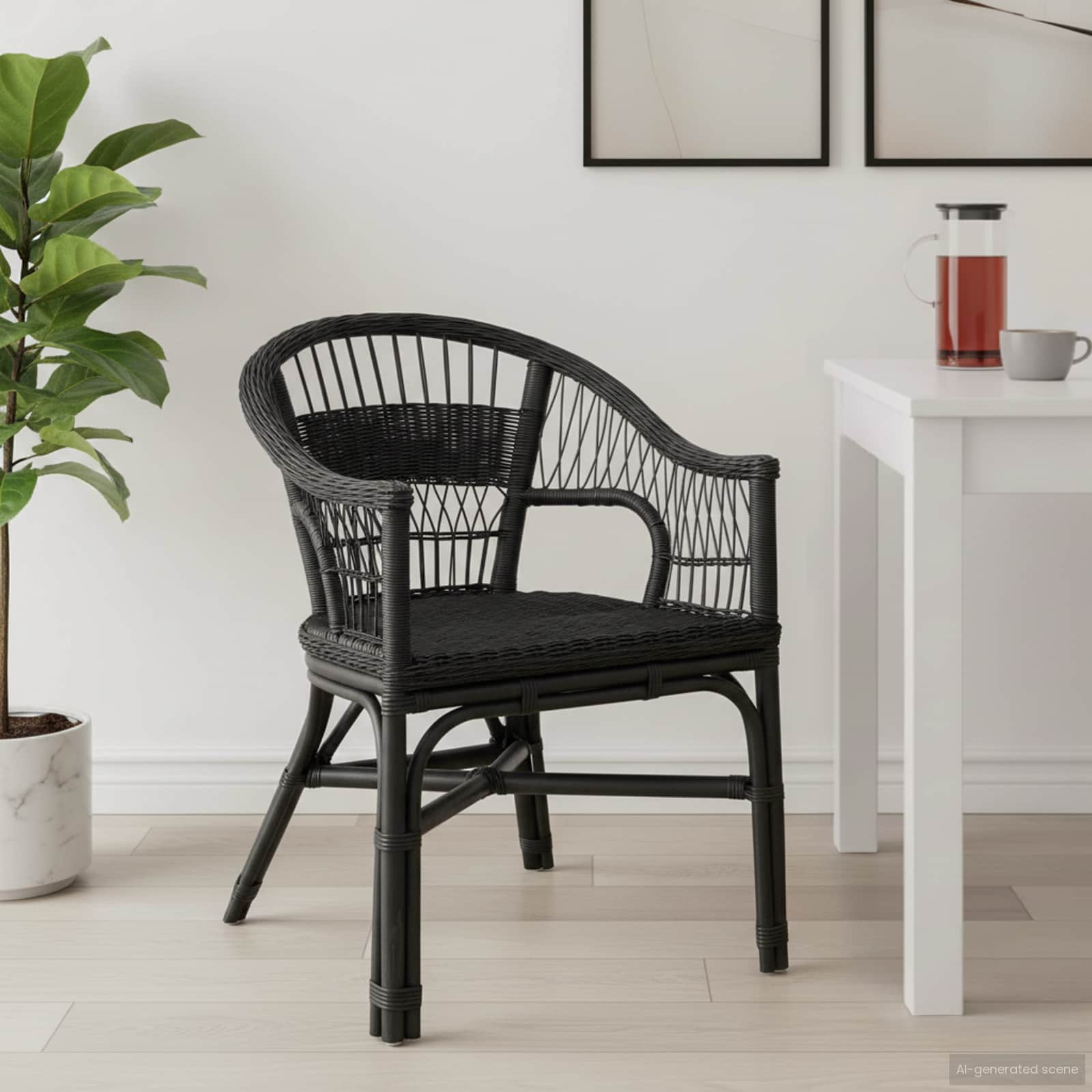 vidaXL Krzesło składane Czarny 60 x 60 x 81 cm rattan