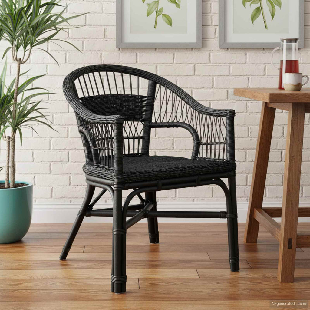 vidaXL Krzesło składane Czarny 60 x 60 x 81 cm rattan