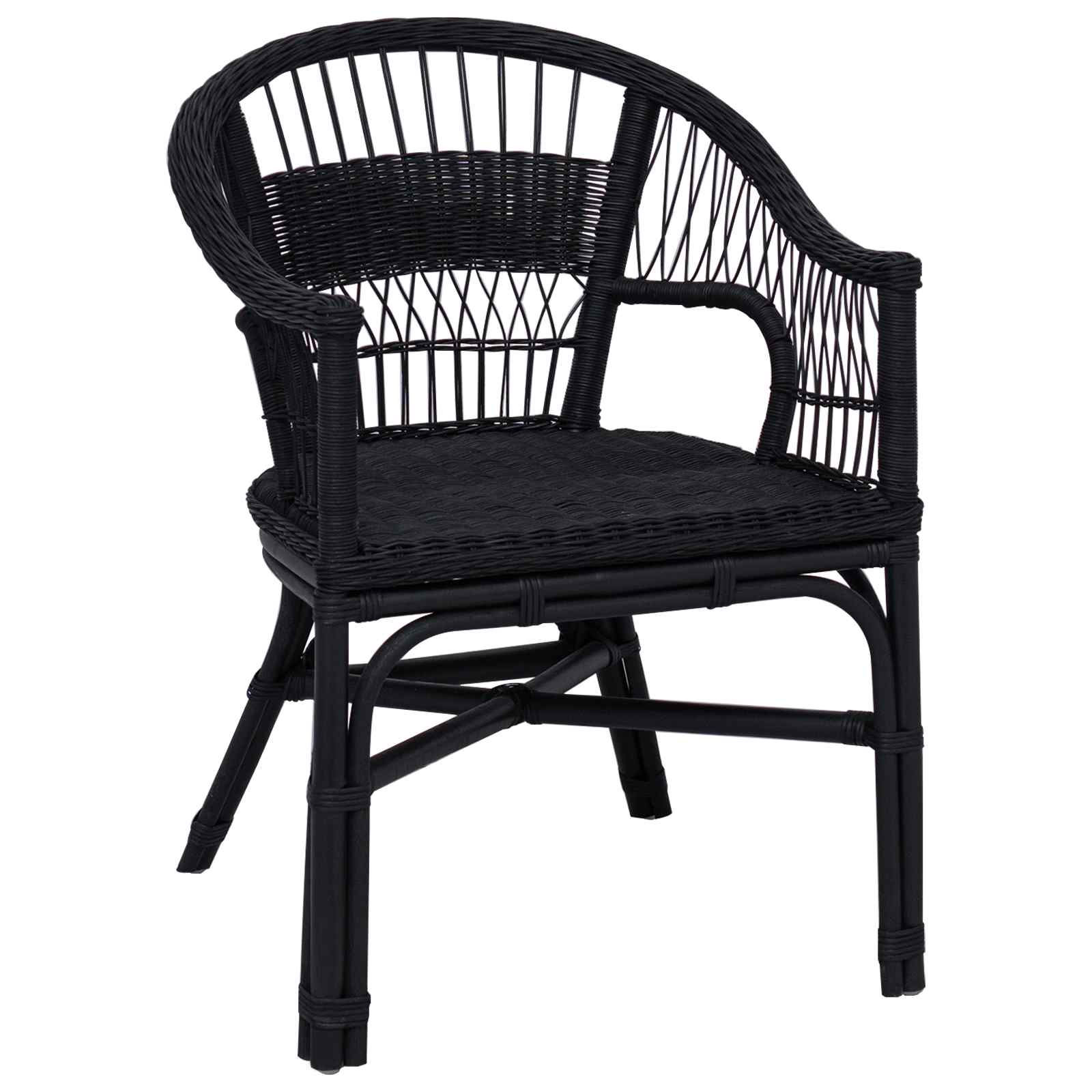 vidaXL Krzesło składane Czarny 60 x 60 x 81 cm rattan