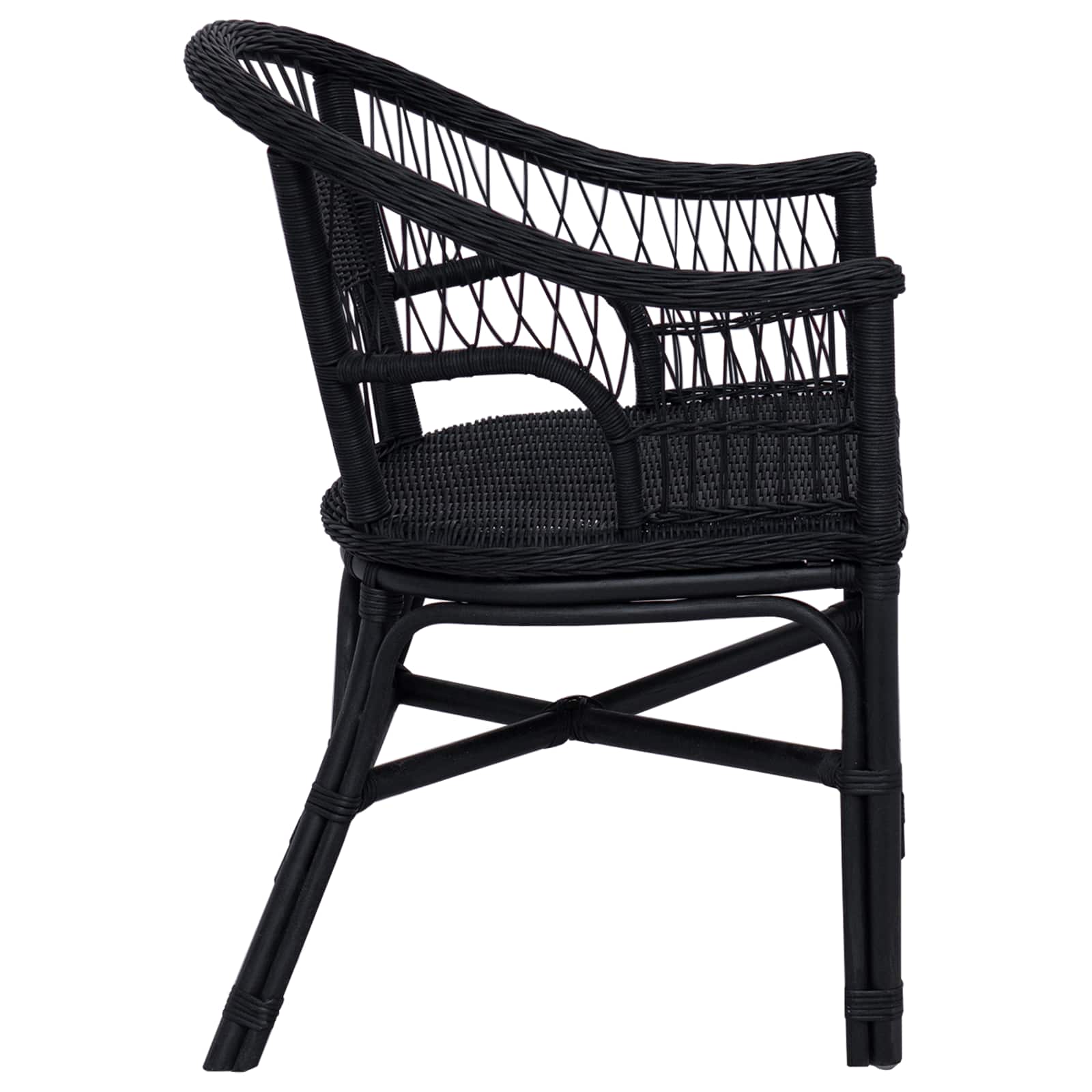 vidaXL Krzesło składane Czarny 60 x 60 x 81 cm rattan