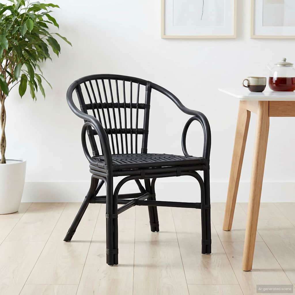 vidaXL Krzesło składane Czarny 58 x 60 x 81 cm rattan