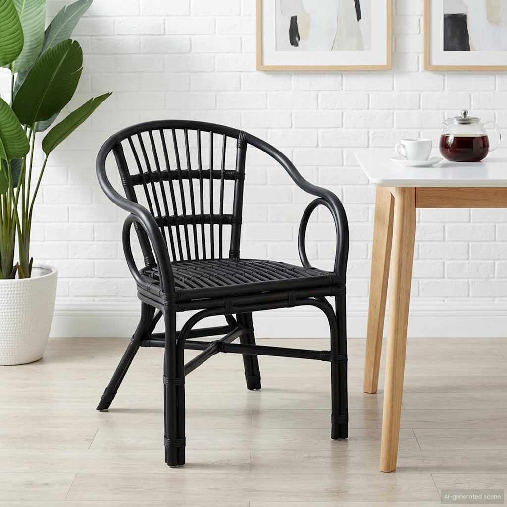 vidaXL Krzesło składane Czarny 58 x 60 x 81 cm rattan