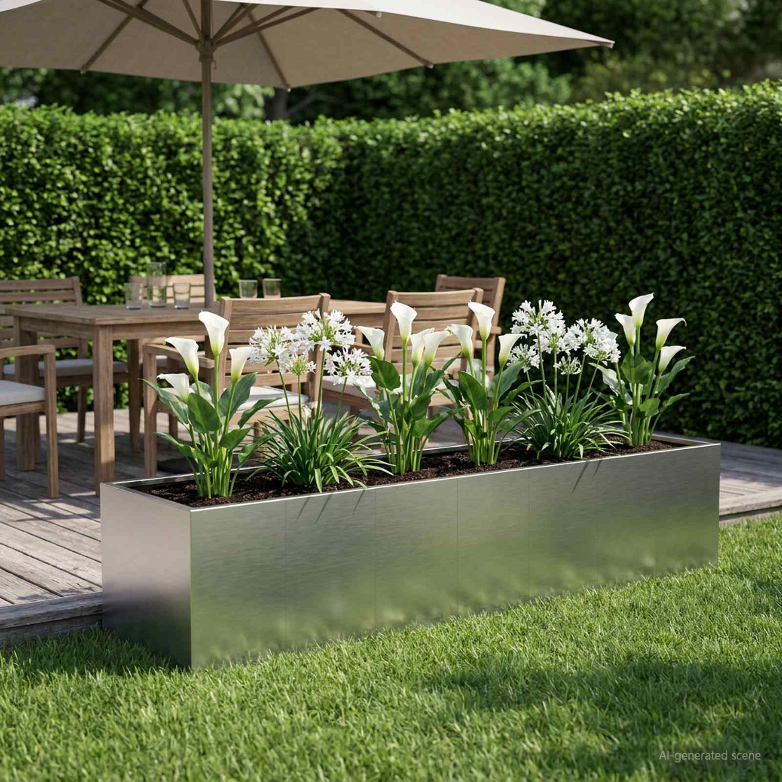 vidaXL Doniczka ogrodowa srebrny 280 x 80 x 60 cm Stal nierdzewna