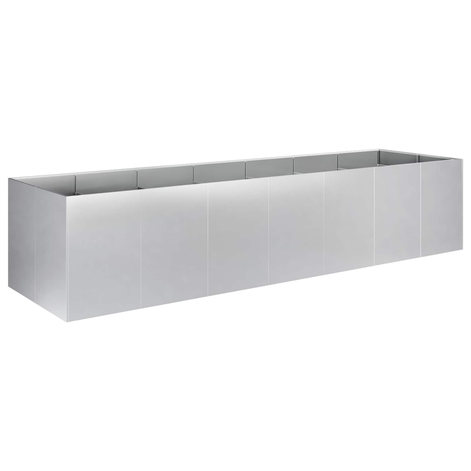 vidaXL Doniczka ogrodowa srebrny 280 x 80 x 60 cm Stal ocynkowana