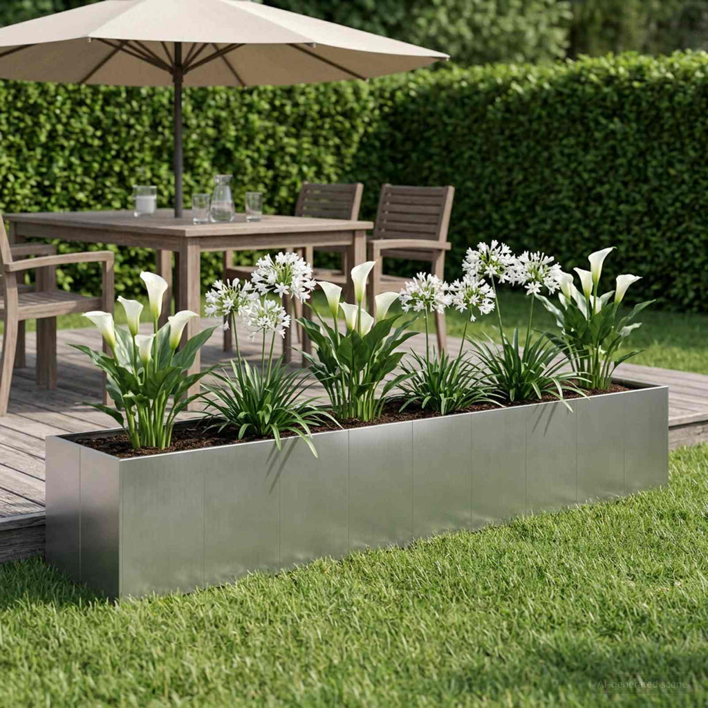 vidaXL Doniczka ogrodowa srebrny 360 x 80 x 60 cm Stal ocynkowana