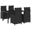 vidaXL Zestaw do jedzenia na zewnątrz 5 pcs Czarny 150 x 90 x 75 cm