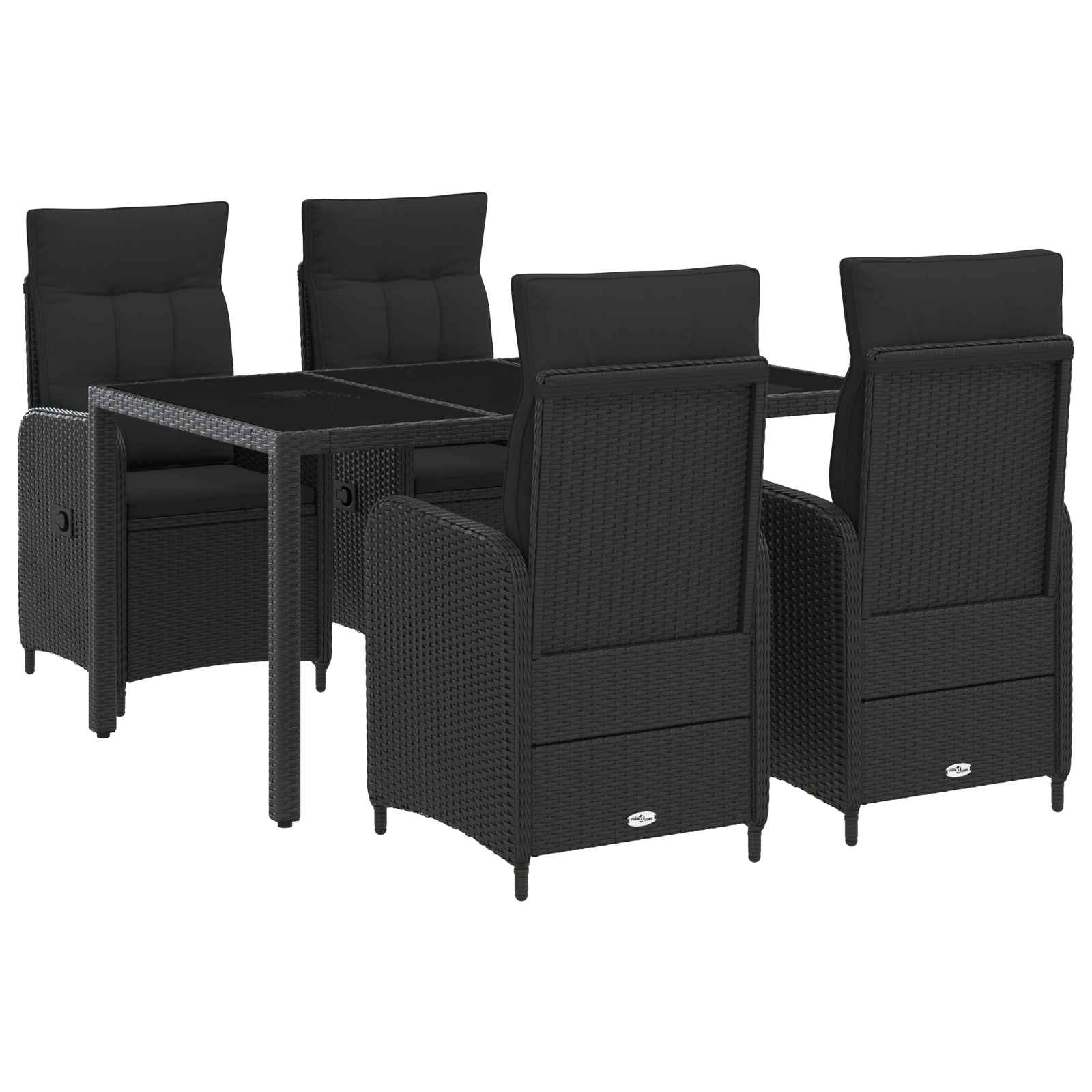 vidaXL Zestaw do jedzenia na zewnątrz 5 pcs Czarny 150 x 90 x 75 cm