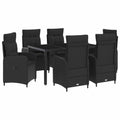 vidaXL Zestaw do jedzenia na zewnątrz 7 pcs Czarny 150 x 90 x 75 cm