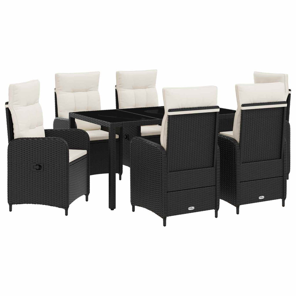 vidaXL Zestaw do jedzenia na zewnątrz 7 pcs Czarny i kremowo-biały