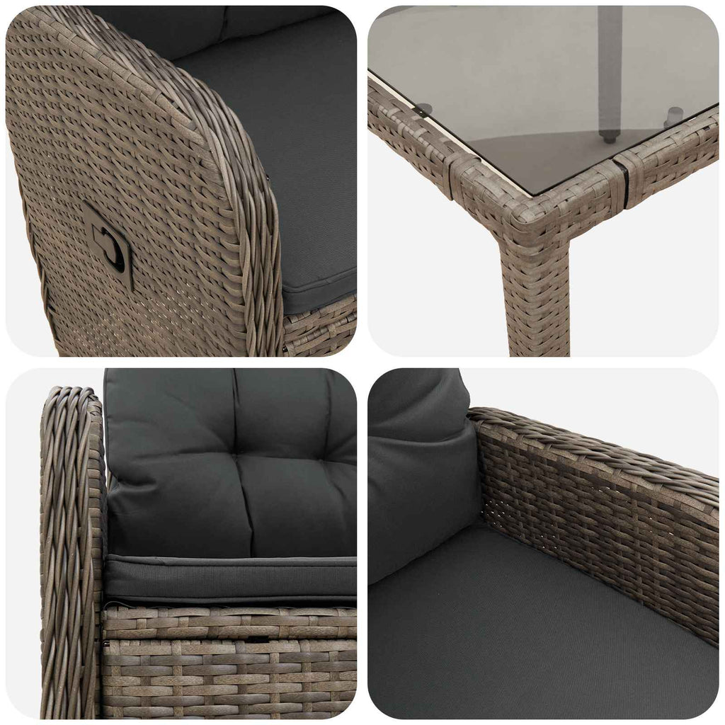 vidaXL Zestaw do jedzenia na zewnątrz 5 pcs Jasnoszary i ciemnoszary