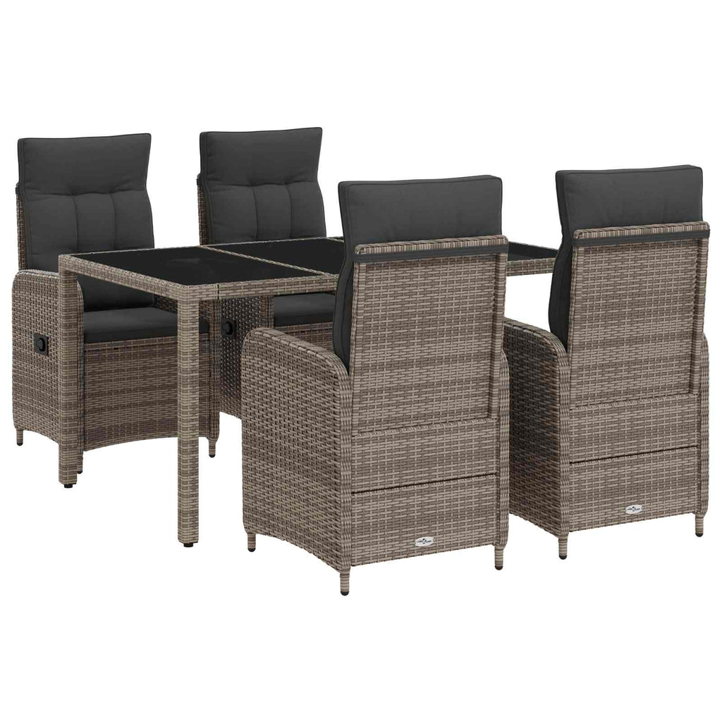 vidaXL Zestaw do jedzenia na zewnątrz 5 pcs Jasnoszary i ciemnoszary