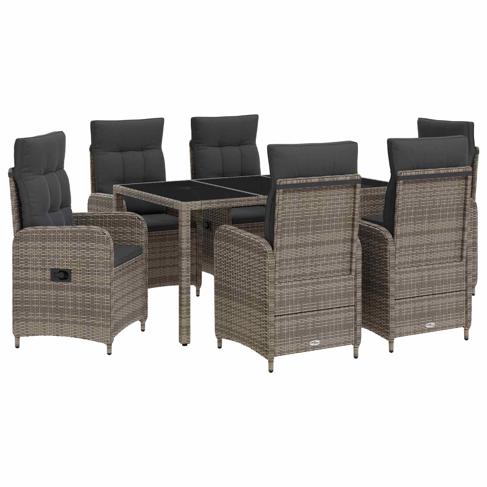 vidaXL Zestaw do jedzenia na zewnątrz 7 pcs Jasnoszary i ciemnoszary