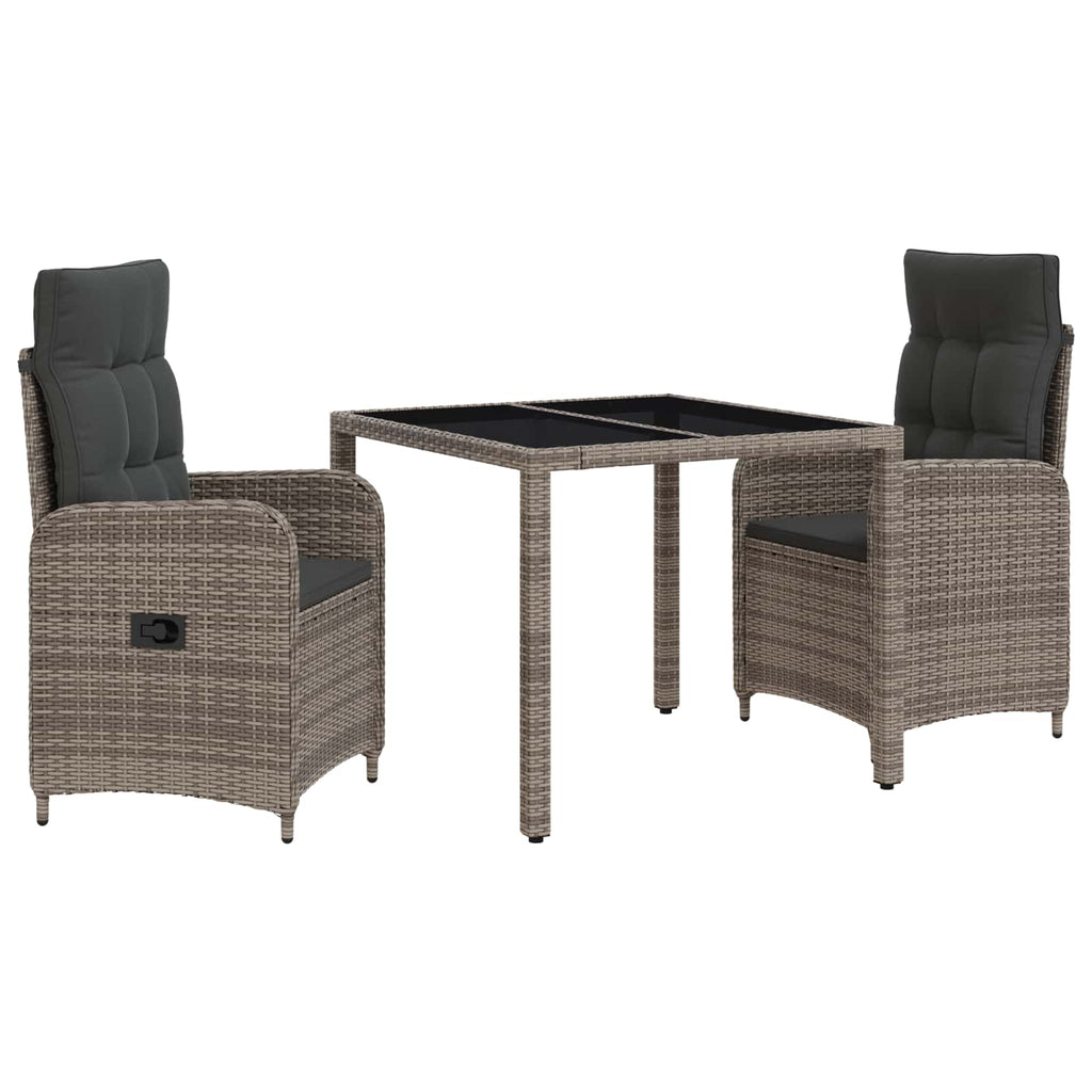 vidaXL Zestaw do jedzenia na zewnątrz 3 pcs Jasnoszary i ciemnoszary