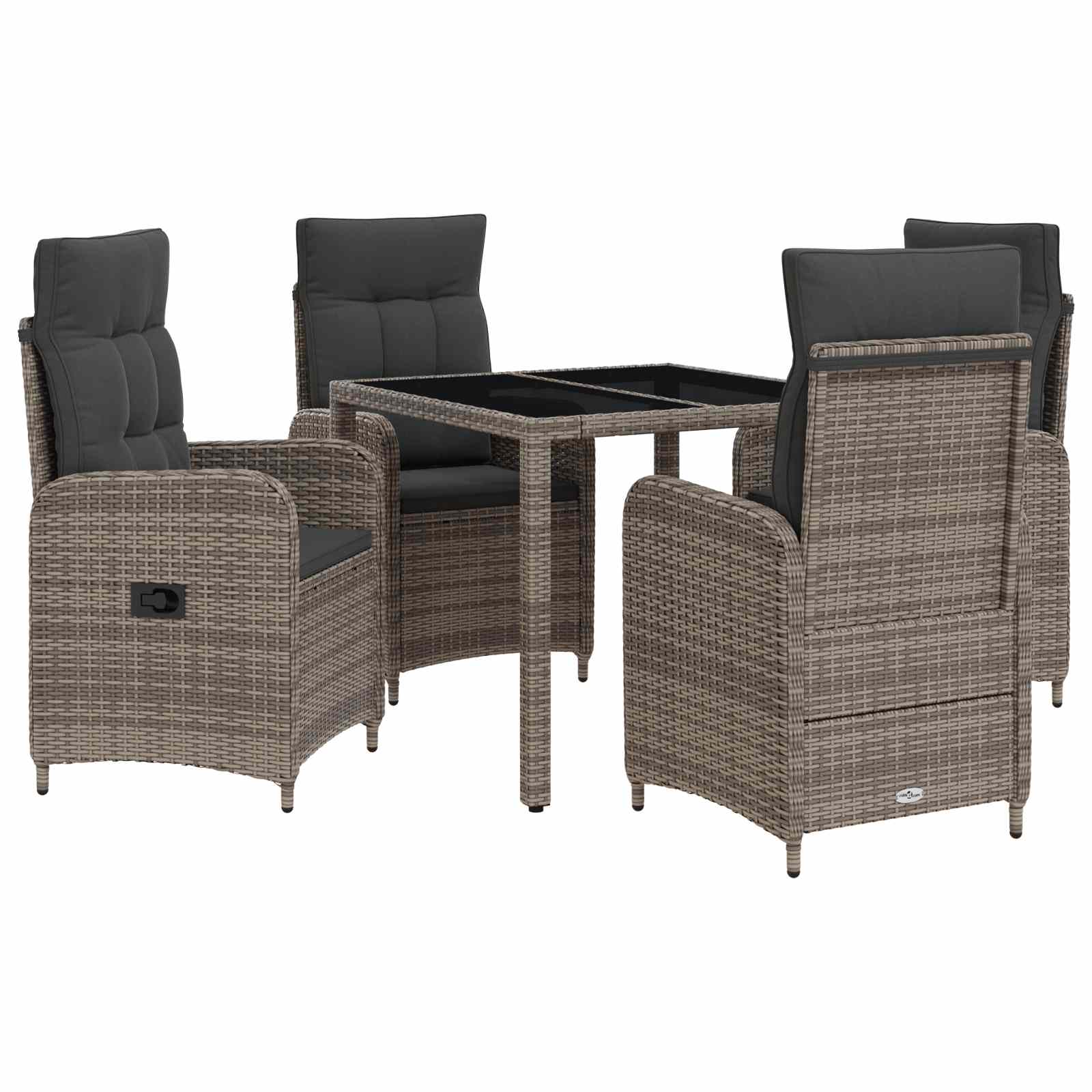 vidaXL Zestaw do jedzenia na zewnątrz 5 pcs Jasnoszary i ciemnoszary