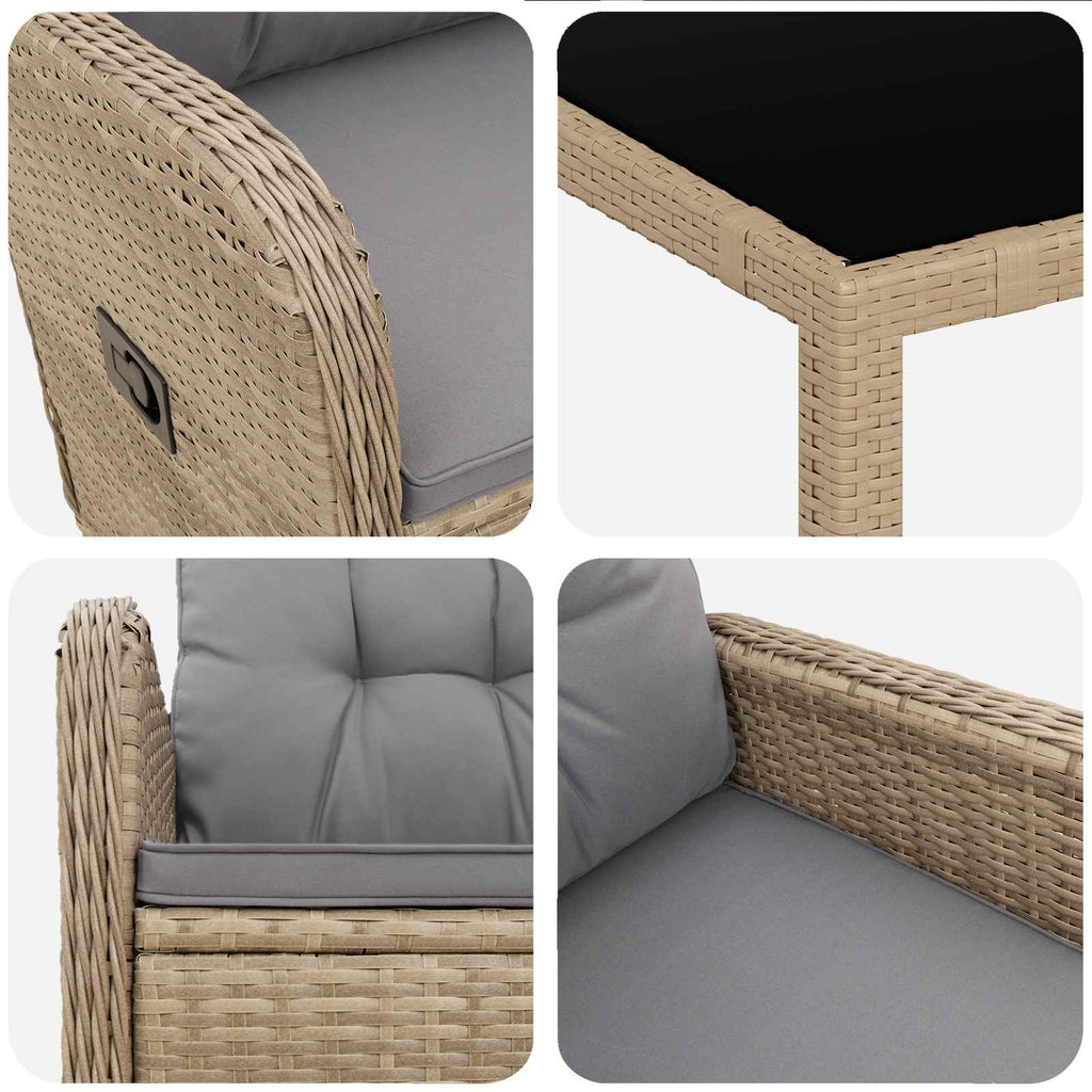 vidaXL Zestaw do jedzenia na zewnątrz 5 pcs Beżowy i jasnoszary