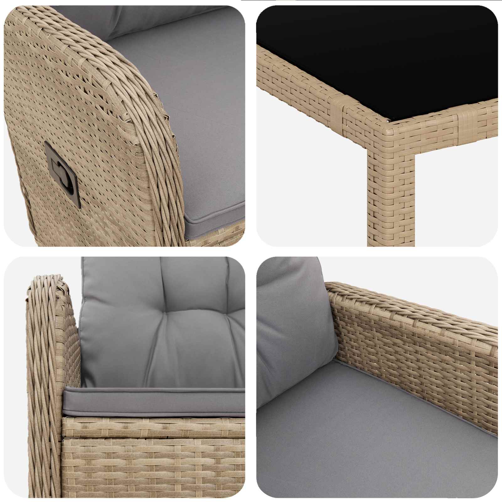 vidaXL Zestaw do jedzenia na zewnątrz 5 pcs Beżowy i jasnoszary