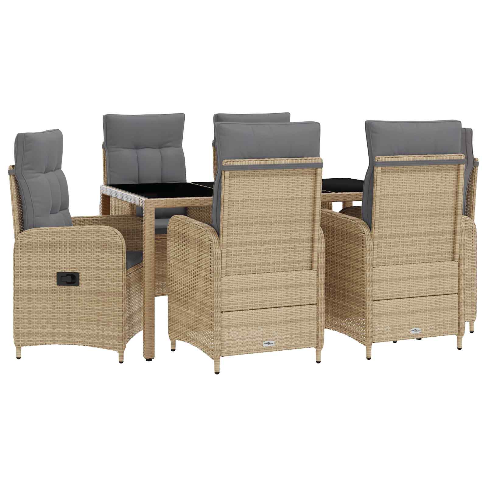 vidaXL Zestaw do jedzenia na zewnątrz 7 pcs Beżowy i jasnoszary
