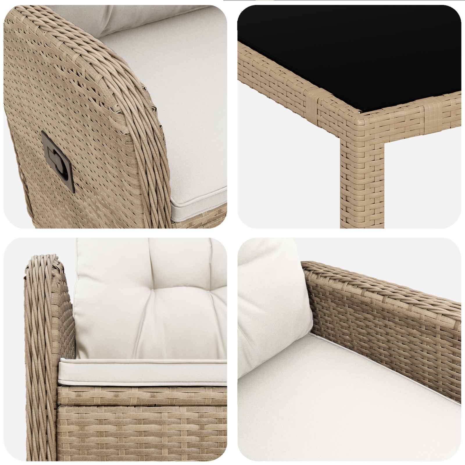vidaXL Zestaw do jedzenia na zewnątrz 7 pcs Beżowy i kremowy