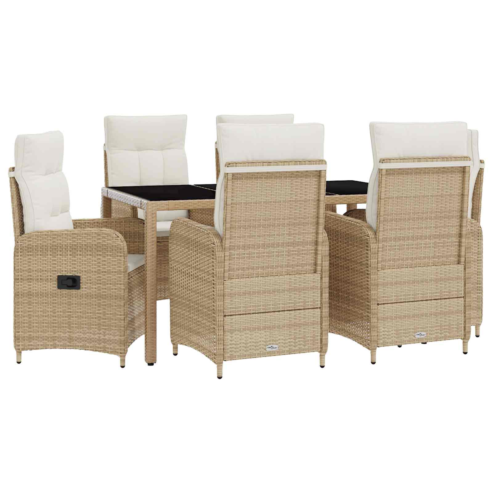 vidaXL Zestaw do jedzenia na zewnątrz 7 pcs Beżowy i kremowy